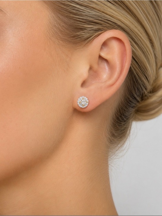 Nordstrom Jewelry - NWOT Nordstrom Demi Fine Gold and Diamond Cluster Stud Earrings